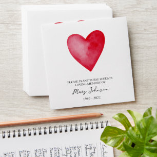 Red Hearts Memorial Funeral Seed Envelope