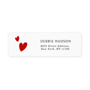 Red hearts minimalist elegant Return Address Return Address Label