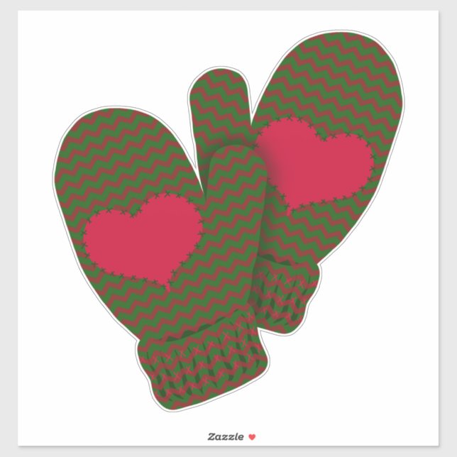 Red Hearts Mittens | Christmas Holiday Large (Sheet)