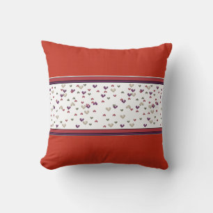 Red Hearts & Monogram Throw Pillow