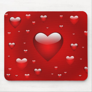 Red hearts mouse pad
