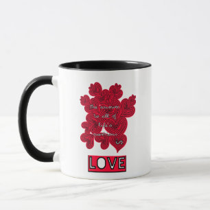 Red hearts mug