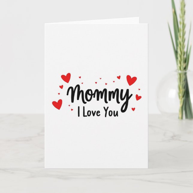 Red Hearts Mummy Love Card (Front)
