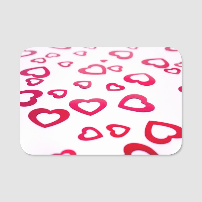 Red hearts name tag (Front)