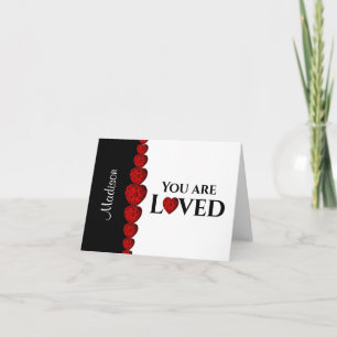 Red Hearts Name Valentine Folded Holiday Card