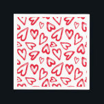 Red Hearts Napkin<br><div class="desc">Hand drawn red hearts cover these white paper napkins,  perfect for bridal shower,  weddings,  birthday party,  valentine's day or any special occasion.</div>