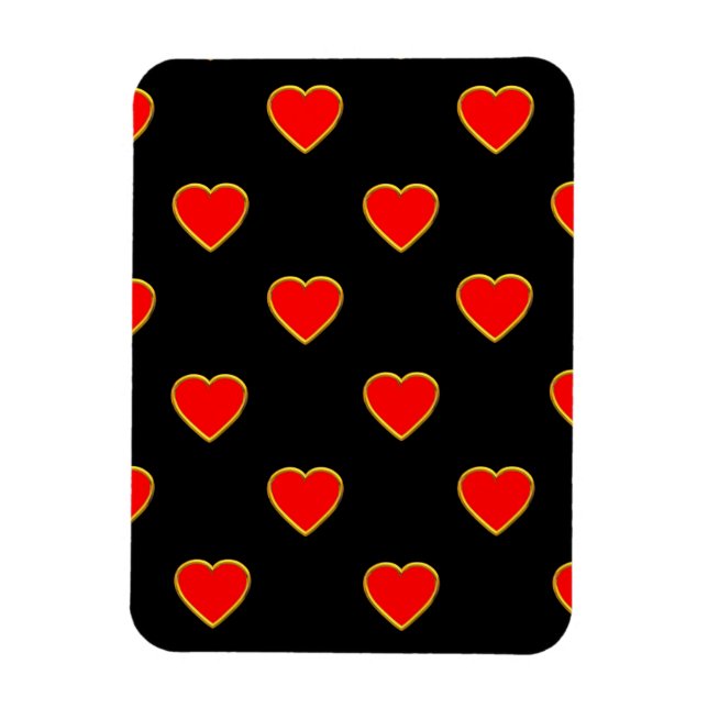 Red Hearts on a Black Background Magnet (Vertical)