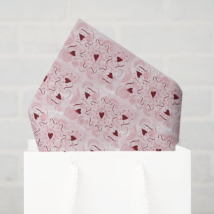 Red Hearts on a Swirly Pink Field Tissue Paper