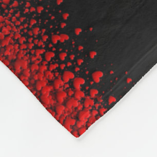Red Hearts on Black Napkin Fleece Blanket
