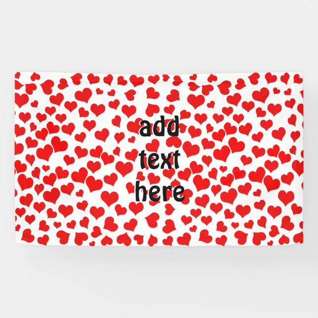 Red Hearts on Blank (Add Background Colour) Banner (Horizontal)