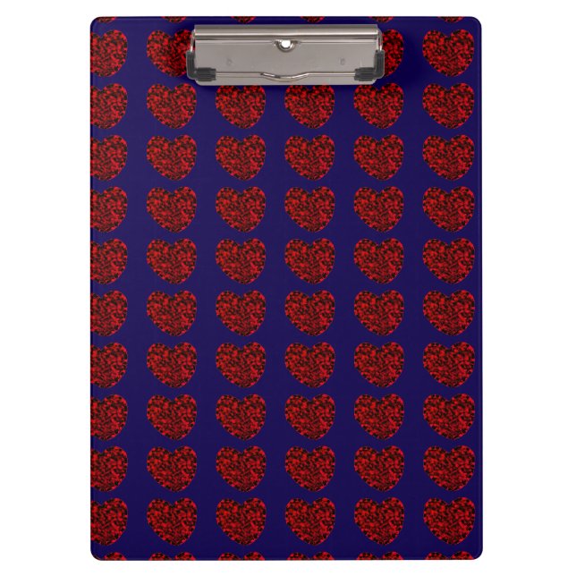 Red Hearts on Blue Clipboard (Front)
