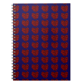 Red Hearts on Blue Spiral Notebook