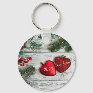 Red hearts on decoration keychain