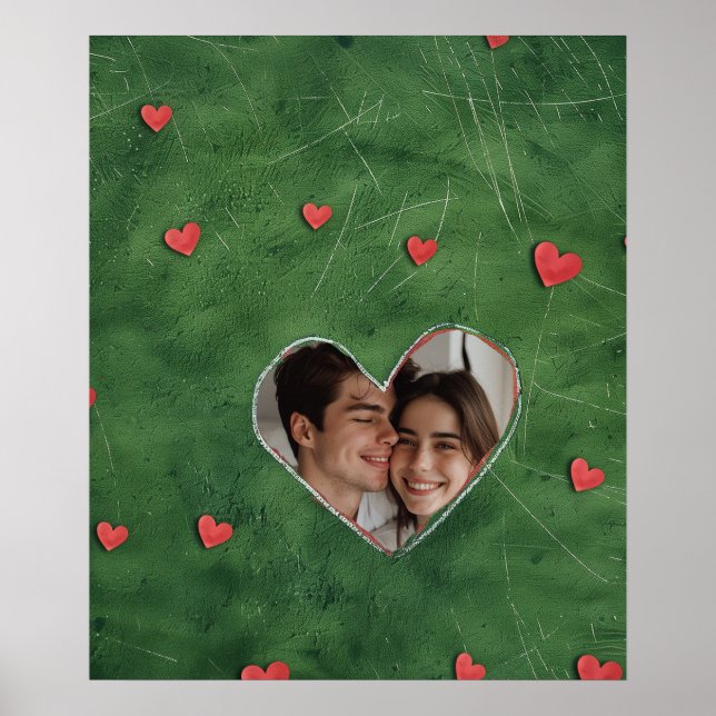 Red Hearts on Green Grass Poster (Front)