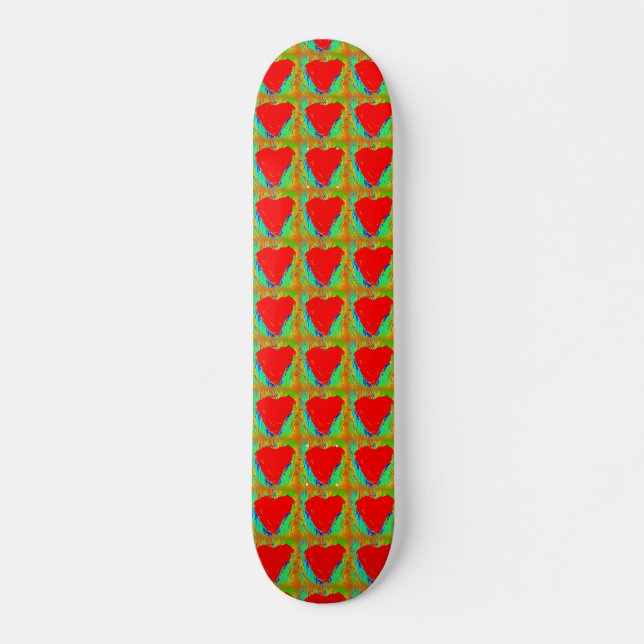 red hearts on green skateboard (Front)
