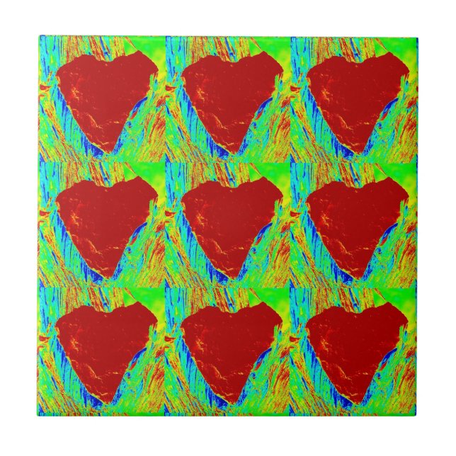 red hearts on green tile (Front)