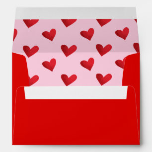 Red Hearts on Pink Envelope