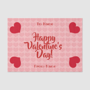 Red hearts on pink pattern tissue paper