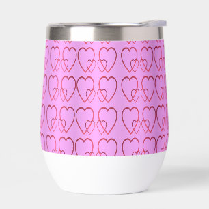 Red hearts on pink pickleball paddle