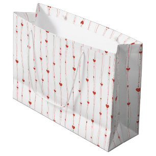 Red Hearts On Ribbons Seamless Pattern Valentine Large Gift Bag