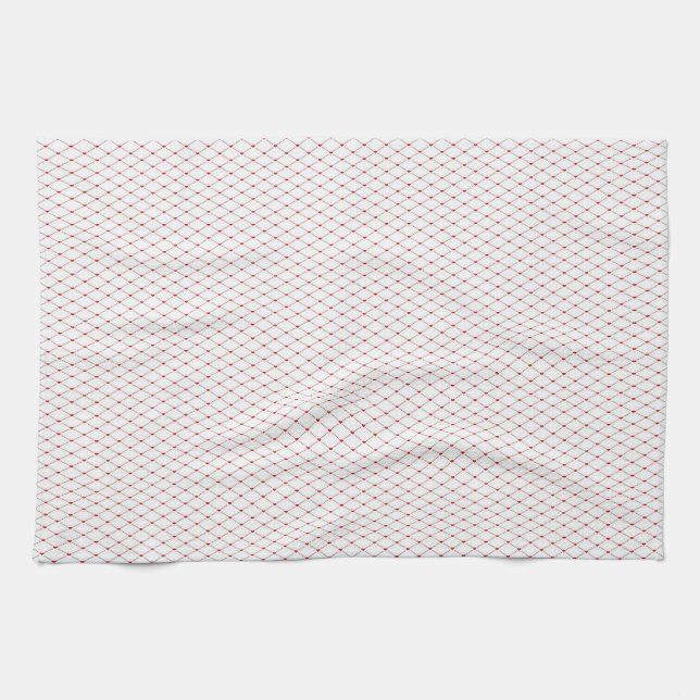 red hearts on white tea towel (Horizontal)