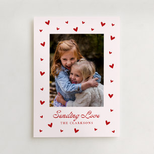 Red Hearts One Photo Valentines Day Card
