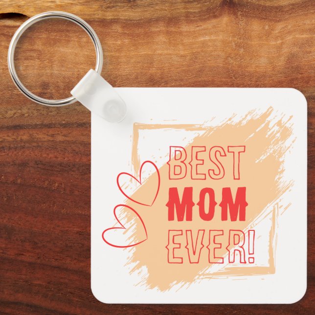 Red Hearts Outline Best Mum Keychain (Front)