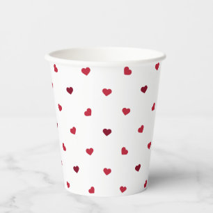 Red Hearts Paper Cups