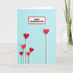 Red Hearts Paper Look Valentines Card