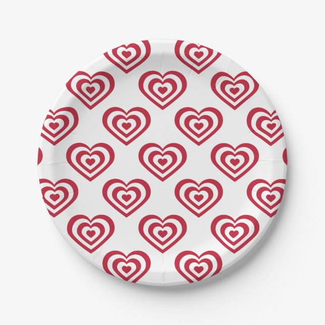 Red Hearts Paper Plate (Front)