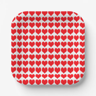 Red Hearts Paper Plate