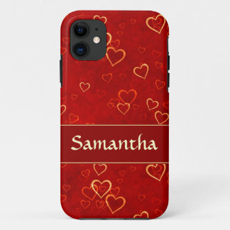 red hearts pattern iPhone 11 case