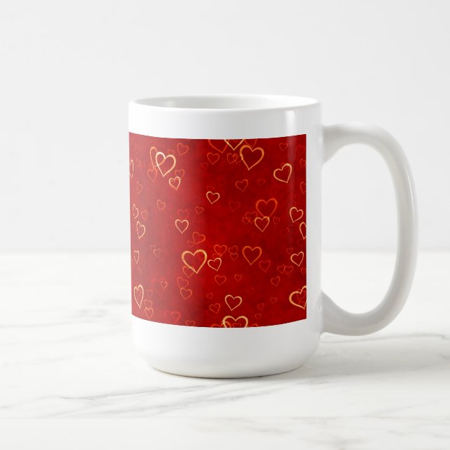 red hearts pattern coffee mug (Right)