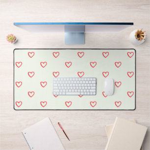 Red Hearts Pattern, Cute, Love Desk Mat