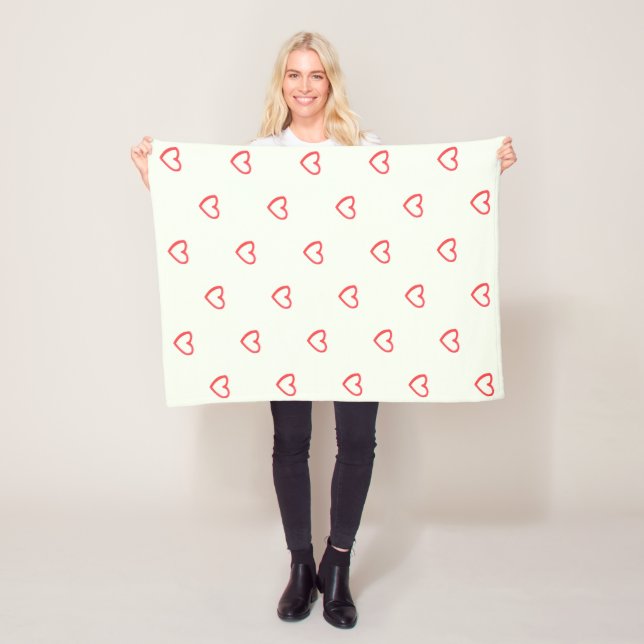 Red Hearts Pattern, Cute, Love Fleece Blanket (In Situ)