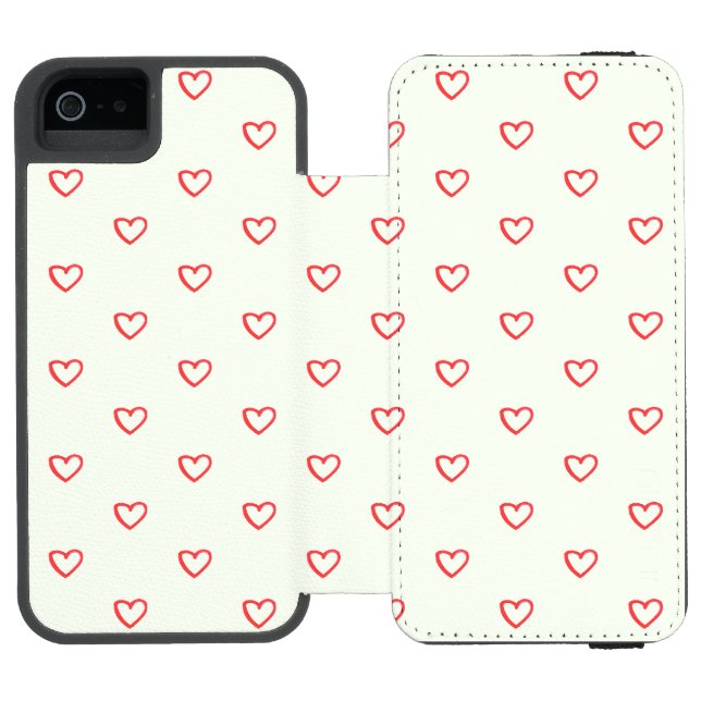 Red Hearts Pattern, Cute, Love Incipio iPhone Wallet Case (Folio Open)