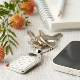 Red Hearts Pattern, Cute, Love Key Ring