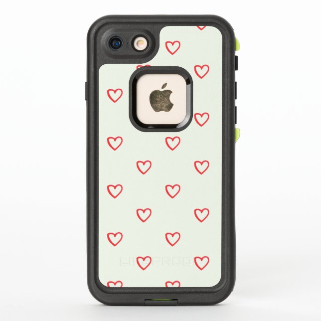 Red Hearts Pattern, Cute, Love LifeProof iPhone Case (Back)