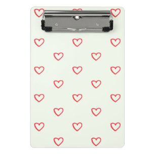Red Hearts Pattern, Cute, Love Mini Clipboard