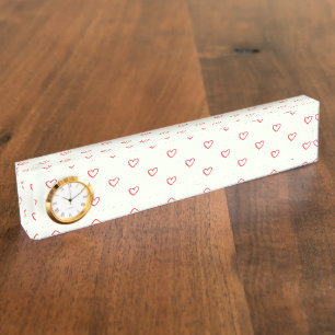 Red Hearts Pattern, Cute, Love Nameplate