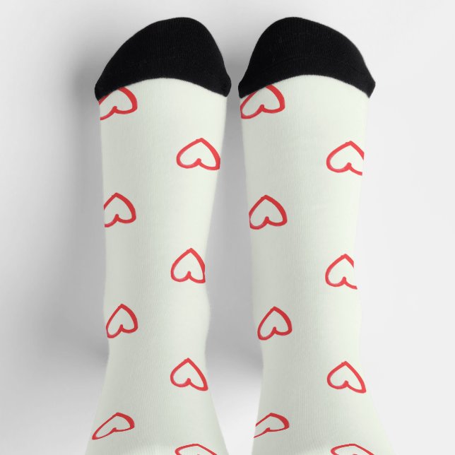 Red Hearts Pattern, Cute, Love Socks (Top)