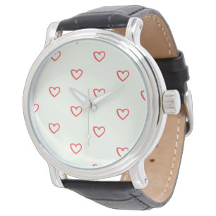 Red Hearts Pattern, Cute, Love Watch