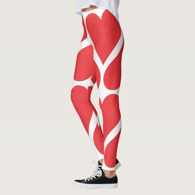 Red Hearts pattern Leggings (Left)