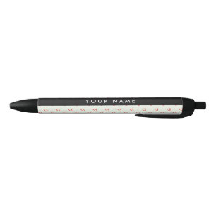 Red Hearts Pattern, Love, Your Name, Personalise Black Ink Pen