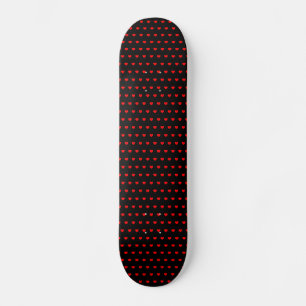 Red Hearts Pattern On Black Skateboard