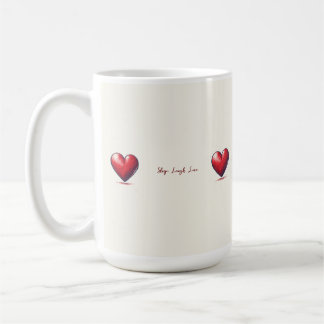 Red hearts pattern on cream sketch coffee mug