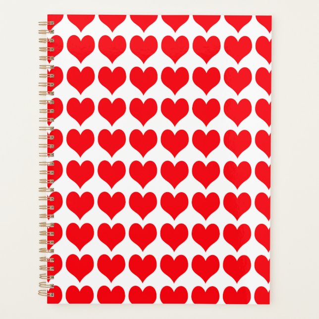 Red Hearts Pattern Planner (Front)