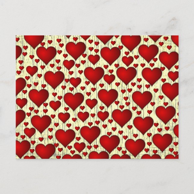 Red Hearts Pattern Postcard (Front)