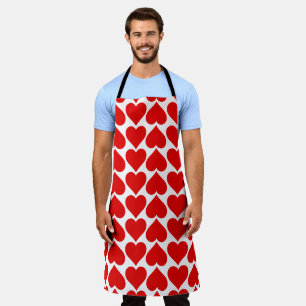 Red Hearts Pattern, Romantic, Love Apron