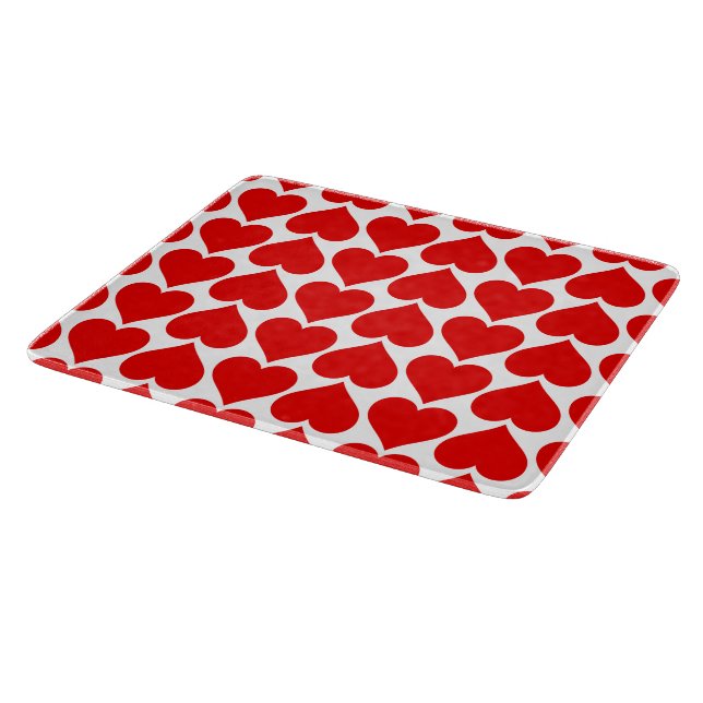 Red Hearts Pattern, Romantic, Love Cutting Board (Corner)